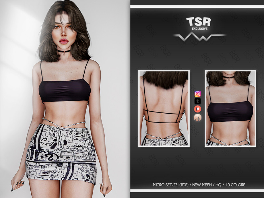 Micro set. Симс 4 юбка+топ. Micro Set Sol. SIMS 4 мод станки. Busra-tr TSR-clothes Set-170