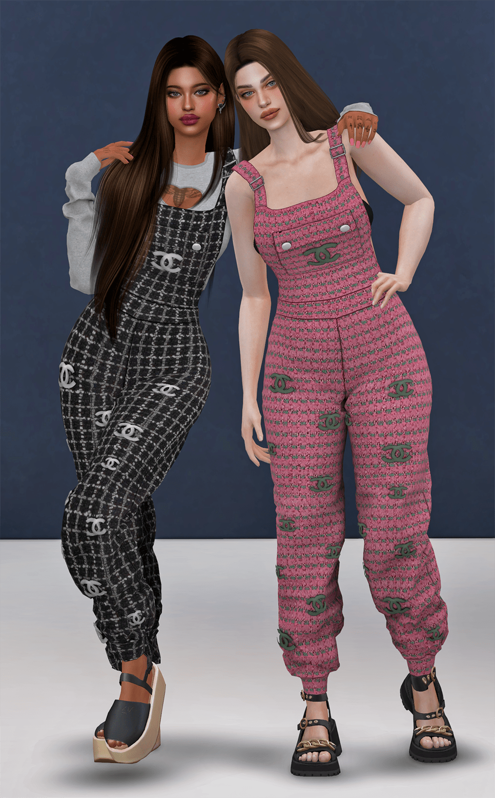 Jennie Chanel overalls - загрузить для Симс 4