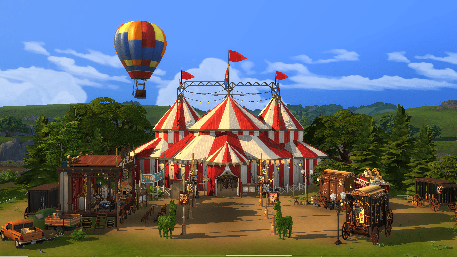 Park circus. Circus SIMS 4. Цирковой парк. Парк у цирка. Большой дом в симс 4.