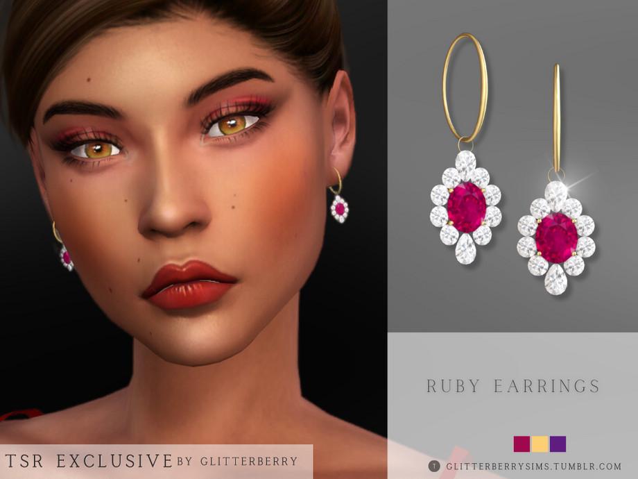 Серьги Ruby - загрузить для Симс 4