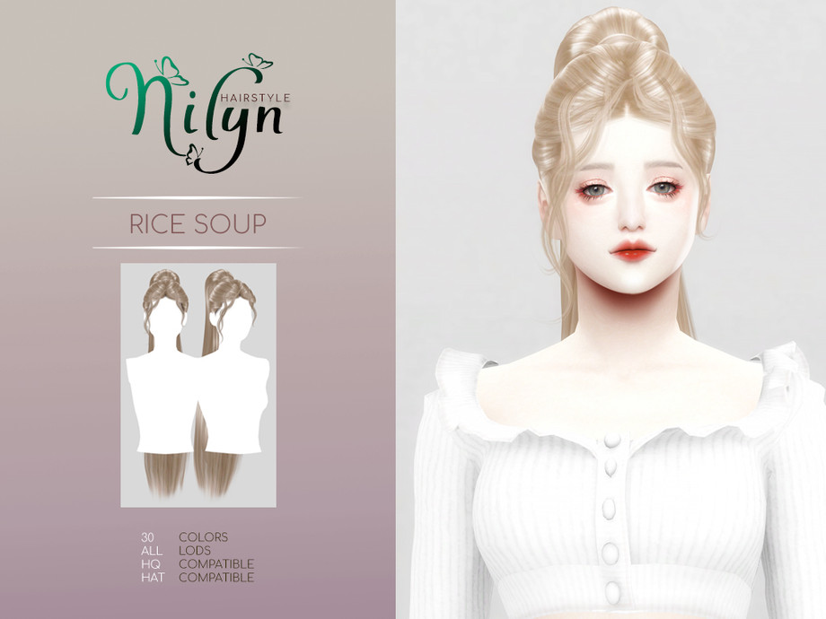 Sims 4 Rice Прическа RICE SOUP - загрузить для Симс 4