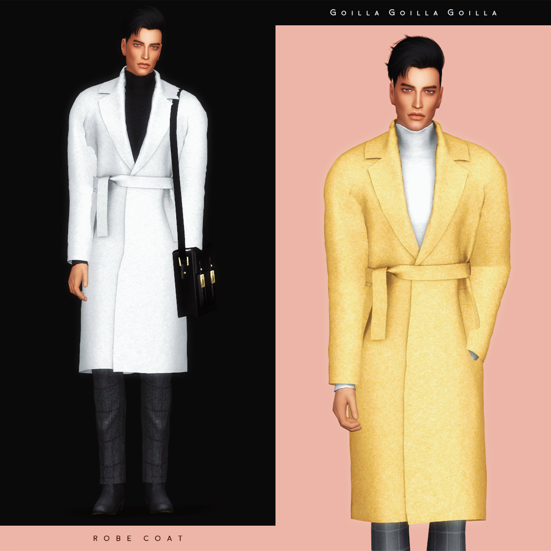 Sims 4 Dark Robe Пальто Robe Coat - загрузить для Симс 4