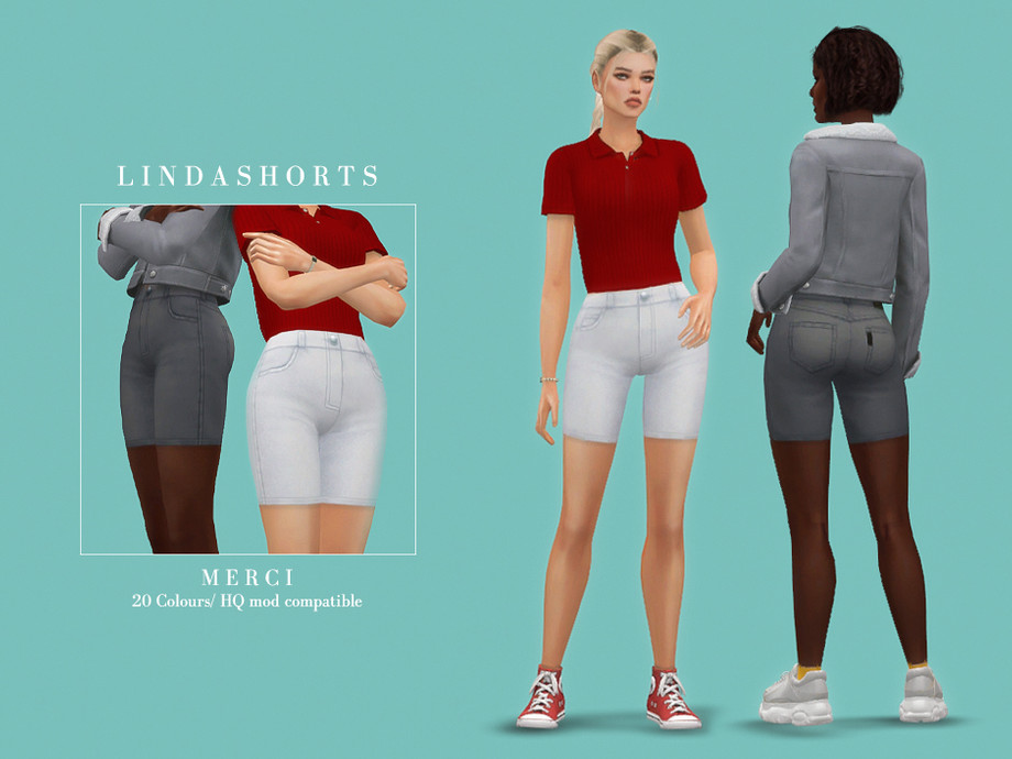 SIMS 4 шорты облегающие. Одежда вид сверху. Мерси Линда. Linda SIM Pack.